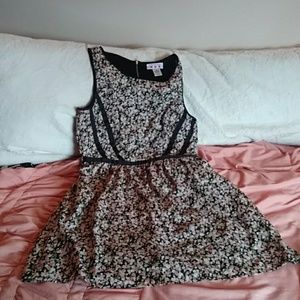 Black pink white and purple floral dress